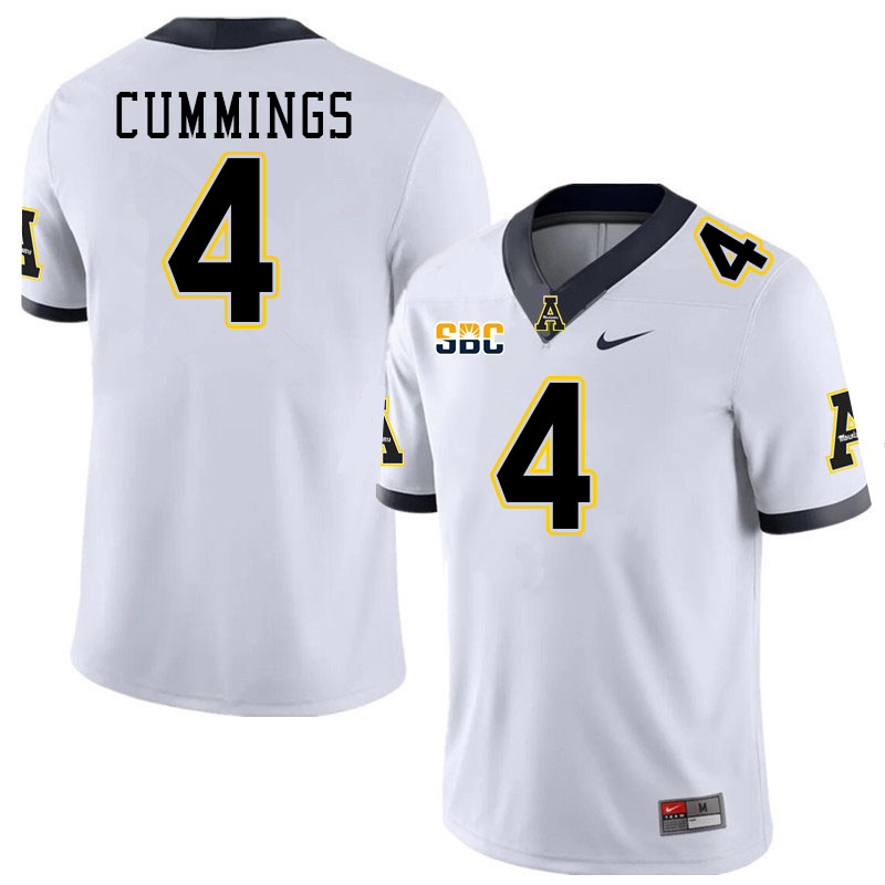 Appalachian State Mountaineers #4 Izayah Cummings College Football Jerseys Stitched-White Appalachian State Mountaineers #4 Izayah Cummings College Football Jerseys Stitched-White